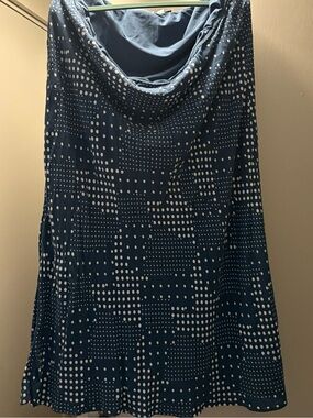 A-Line Navy Blue Polka Dot Skirt